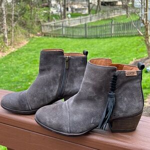 Pikolinos Gray Suede Ankle Boots, Size 38